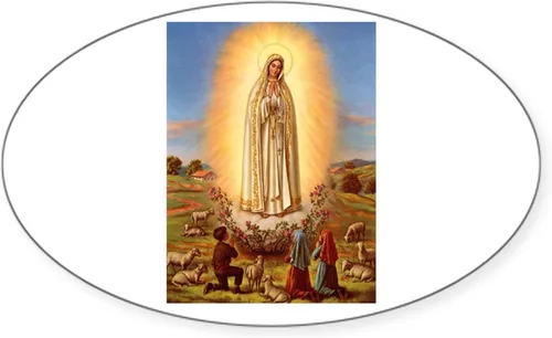 Vista 6 de CafePress - Adhesivo ovalado para parachoques de coche del Sagrado Corazón Inmaculado de María