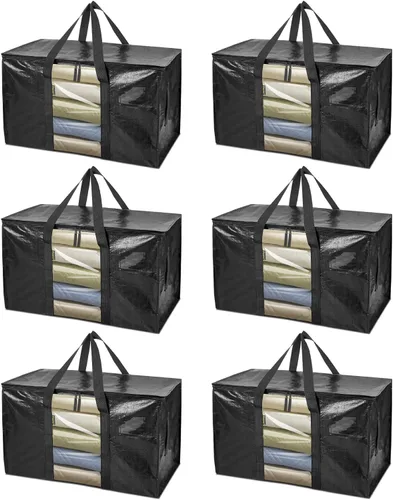 Vista 37 de BALEINE Paquete de 2 bolsas de mudanza de gran tamaño con asas reforzadas, bolsa de almacenamiento resistente para ropa, suministros de mudanza