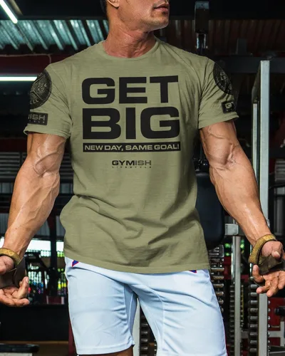 Vista 3 de Camisetas de entrenamiento para hombres, camiseta de gimnasio con el mismo objetivo de conseguir un día grande, divertida camiseta de levantamiento