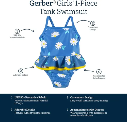 Vista 4 de Gerber Traje de baño de una pieza para bebé, Cereza