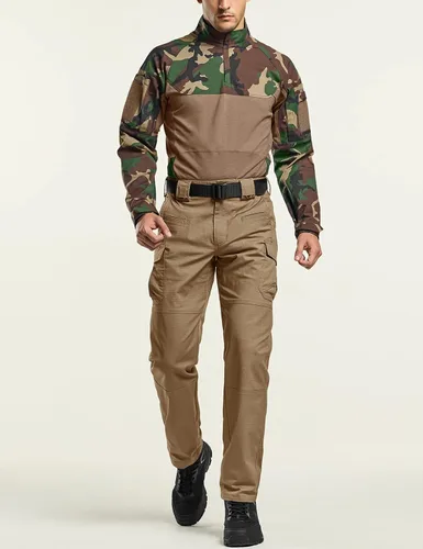 Vista 7 de CQR Men's Flex Stretch Tactical Pants, Water Resistant Ripstop Cargo Pants, Lightweight EDC Outdoor Hiking Work Pants