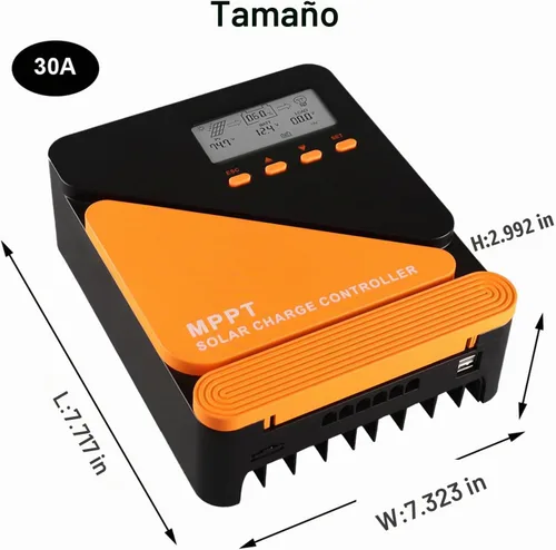 Vista 7 de SolaMr Controlador de carga solar MPPT actualizado de 20 A 50 V de 12 V/24 V, pantalla LCD controlador de panel solar con doble puerto USB