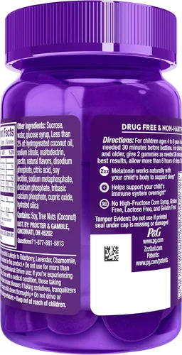 Vista 10 de Pure Zzzs Kidz + Immunity de Vicks, Gomitas de melatonina para dormir para niños y niños, zinc para apoyo inmunológico, melatonina en dosis bajas