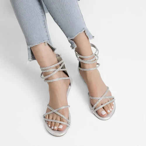 Vista 5 de DREAM PAIRS - Sandalias de cuña baja para mujer, con correa al tobillo y diamantes de imitación