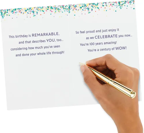 Vista 6 de Tarjeta de felicitación de Hallmark para el cumpleaños número 100 (100 años increíbles)
