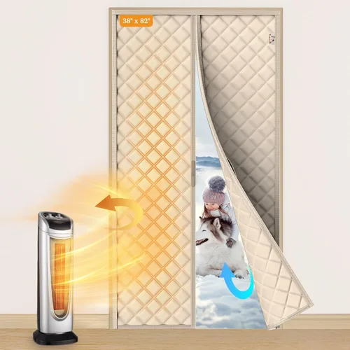 Vista 14 de Yotache - Cortina magnética aislada térmica para puerta, se adapta a puertas de 28 x 78 pulgadas, cortina de 30" x 80", material Oxford resistente a