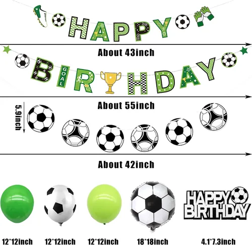 Vista 2 de Decoraciones de fiesta de cumpleaños de fútbol, globos de fútbol para hombres y niños, fiesta de cumpleaños deportiva, fiesta temática de fútbol