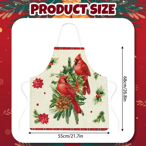 Vista 2 de Set of 2 Holiday Aprons Adjustable Kitchen Cooking Washable Aprons for Dinner Baking Grilling Party Supplies, 21.7 x 26.8 In