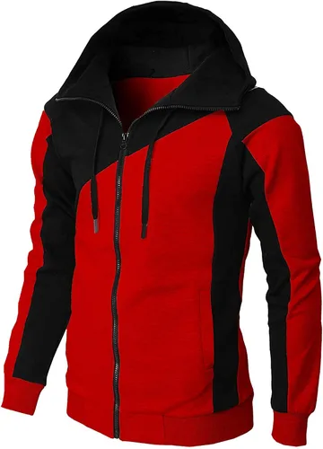 Vista 4 de XDTDRYRYU Sudadera deportiva de manga larga con capucha para hombre, con contraste, para otoño, cárdigan rompevientos #LY042