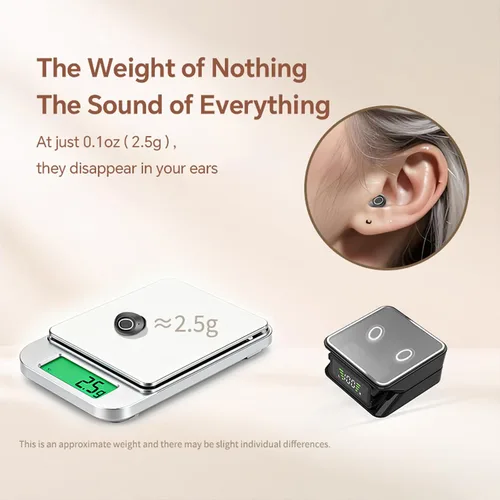 Vista 3 de Xmenha Mini auriculares invisibles pequeños inalámbricos Bluetooth cómodos, más pequeños, pequeños, de perfil bajo, para dormir, discretos