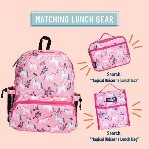 Vista 4 de Wildkin Mochila infantil de 17 pulgadas para niños y niñas, perfecta para la escuela primaria tardía, cuenta con tres compartimentos con cremallera