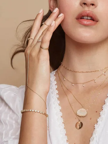 Vista 3 de CANEVINKA Collar con dije de moneda con placa de oro de 18 quilates para mujer, delicado, brújula, girasol, cadena personalizada, joyería en capas