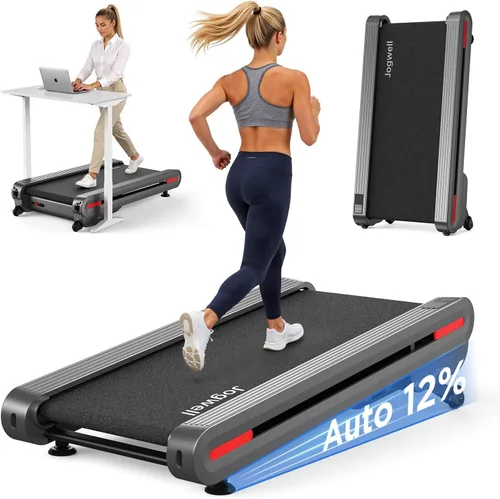 Vista 8 de Jogwell Walking Pad Treadmill with 12%/20% Auto Incline, 43"x18" Extra-Wide