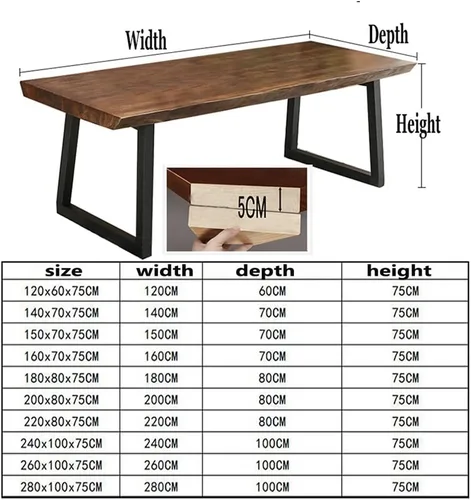 Vista 3 de Mesa moderna simple de madera maciza, 47.2-118.1 in de ancho/2.0 in de grosor, escritorio para computadora de oficina en casa, mesa de centro