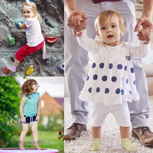 Vista 5 de Calcetines antideslizantes para niños pequeños, 12 pares de calcetines de agarre para niños y niñas, calcetines antideslizantes para niños de 1 a 7