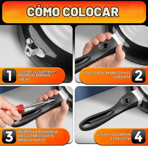 Vista 5 de Reemplazo de mango de olla – 6.1 pulgadas de baquelita de repuesto con tornillo de metal, montaje cuadrado de un solo tornillo, agarre