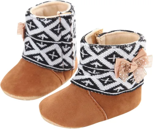 Vista 2 de Infant Snow Boots Newborn Booties Toddler First Walkers Baby Girls Boys Crib Shoes Winter Warm Prewalker Non-Slip Footwear
