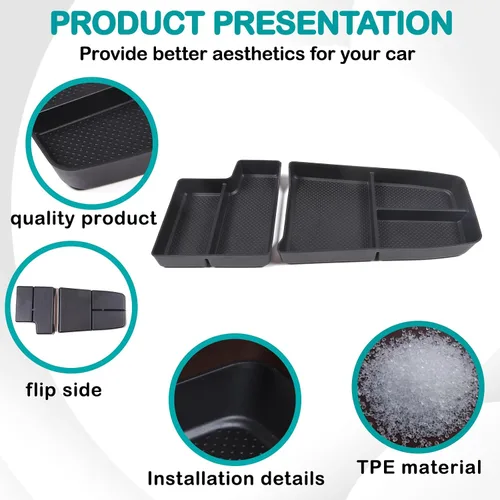 Vista 4 de Caja de almacenamiento para auto compatible con BMW X1 U11 2023 2024 2025 bandeja organizadora de consola inferior, caja de almacenamiento TPE