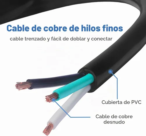 Vista 5 de Cable de fuente de alimentación de repuesto de calibre 18 de 3 clavijas resistente de 10 pies 110V 115V 120V coleta para electrodoméstico de CA
