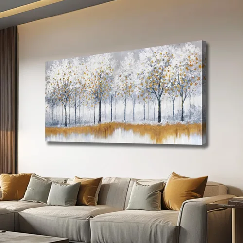 Vista 7 de Belmrxne Arte de pared de árbol de la vida, decoración de pared pequeña dorada, paisaje, lienzo, obra de arte divertida para entrada, pasillo, baño