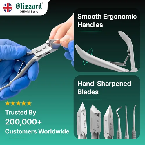Vista 3 de Blizzard Juego de herramientas de podología – cortaúñas para uñas gruesas – 5 pinzas de uñas para podólogos para personas mayores – Cortaúñas