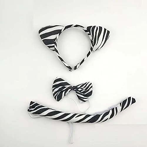 Vista 3 de 16 Unidades Niños Adulto Animal Oído Diadema Cosplay Props Cumpleaños Tema Fiesta Disfraz Orejas Cola Tie Arco 3pcs Conjunto Gato Rana Tigre Perro