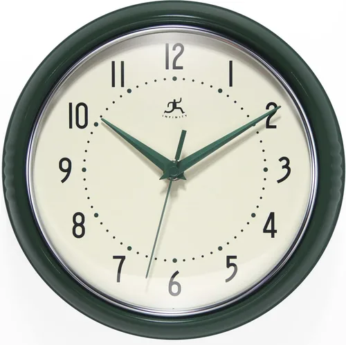 Vista 17 de Infinity Instruments Reloj de pared retro, reloj cuadrado de 9 pulgadas, silencioso sin tictac, moderno de mediados de siglo, reloj de cocina, reloj