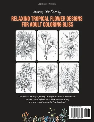 Vista 2 de Tropical Flower Adult Coloring Book Journey into Serenity Relaxing Tropical Flower Designs for Adult Coloring Bliss