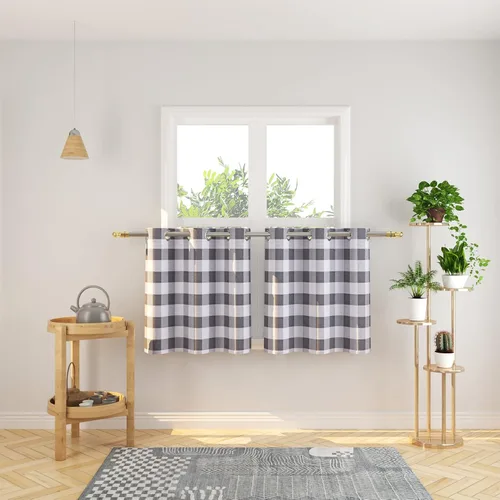 Vista 30 de Cortinas de 24 pulgadas de largo con diseño Buffalo Check Gingham Plaid para ventanas de cocina y baño, tratamiento para ventanas con 2 paneles