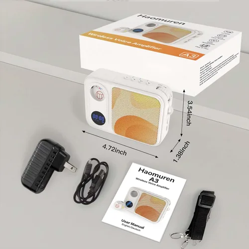 Vista 9 de Haomuren Voice Amplifier with Wireless Lavalier Lapel Microphone for Teaching,Public Speaking,Portable Mini Mic& Speaker for