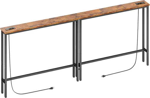 Vista 12 de ELYKEN - Mesa consola estrecha de 39.4 pulgadas con tomacorriente, mesa de sofá detrás del sofá