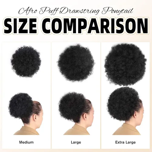 Vista 4 de AISI QUEENS Cola de caballo afro extra grande con cordón para mujeres, gran moño de cabello afro rizado y kinky sintético, postizos de cabello