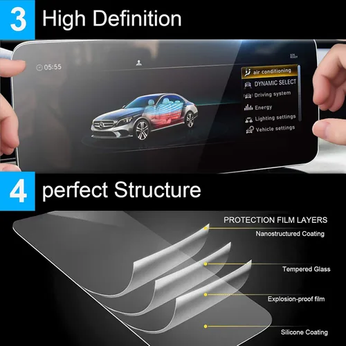 Vista 5 de TTCR-II - Protector de pantalla compatible con Mercedes Clase C W205 2019-2021 Protector de pantalla táctil para consola Mercedes GLC Clase W253