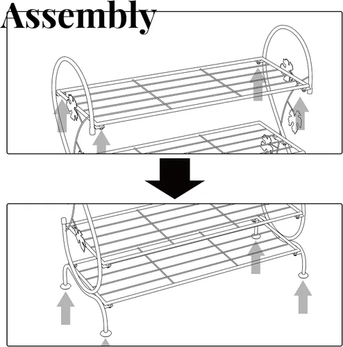 Vista 6 de Soporte para zapatos, organizador de zapatos de metal para exteriores y entradas, capacidad para 12-15 pares de zapatos, resistente a la intemperie