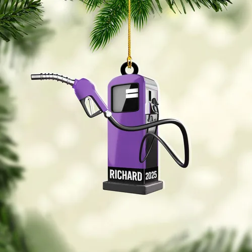 Vista 3 de Adorno de Navidad personalizado con bomba de gas, decoración retro personalizada para árbol de vacaciones, recuerdo único para trabajadores