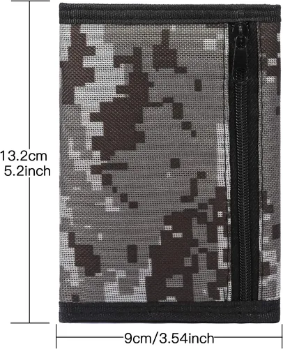 Vista 3 de Billetera de lona triple para deportes al aire libre para niños - Cartera de bolsillo frontal con cremallera, Beige digital2