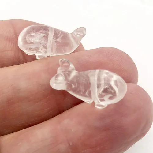 Vista 4 de Figura de ballena de cuarzo transparente de animal tallado piedra preocupante