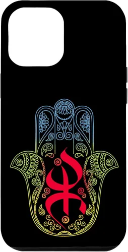 Vista 25 de Funda para iPhone 13 Pro Max Khamsa Amazigh Berber con símbolo de Yaz con colores vibrantes de la bandera