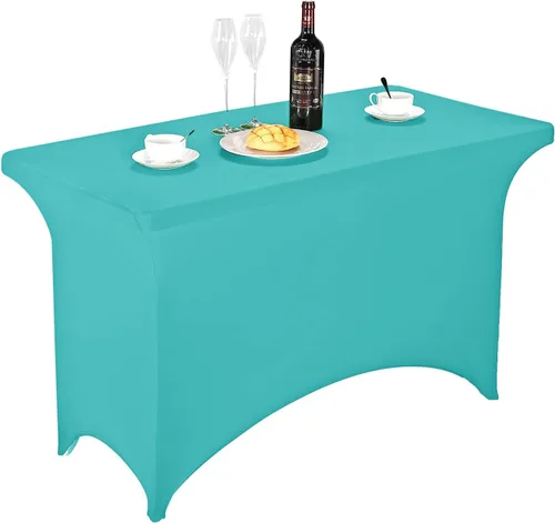 Vista 97 de FORLIFE - Funda de mesa de elastano, mantel ajustado de 4 pies para mesas rectangulares, funda elástica para patio, universal para bodas, banquetes