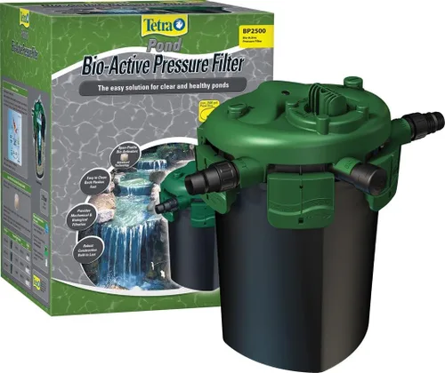 Vista 4 de Tetra Pond - Filtro de presión bio-activo, para estanques de hasta 1500 galones Filtración mecánica y biológica de 2 pasos, para estanques limpios