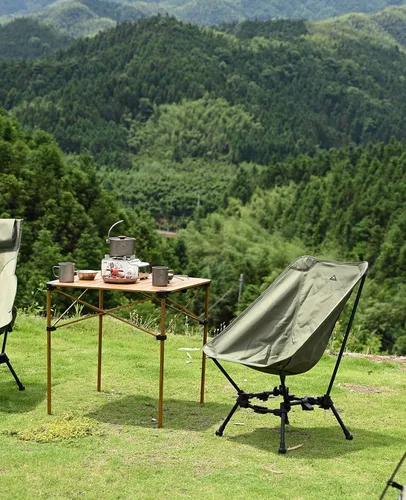 Vista 4 de iClimb Alu ligero y estable. Mesa cuadrada plegable enrollable con bolsa de transporte para camping, picnic, patio trasero, barbacoa, campamento