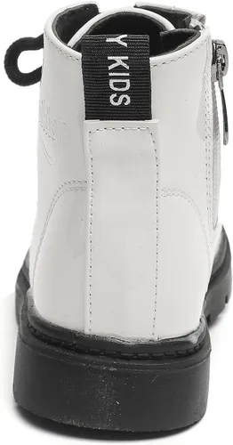 Vista 6 de Komfyea Botas de cuero de otoño con cremallera de combate con cordones (niños pequeños) Botas de tobillo de invierno para niños