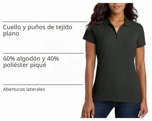 Vista 4 de Port Authority Polo Core Classic Piqué para mujer Negro profundo