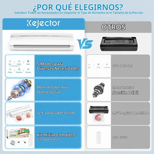 Vista 8 de 11-in-1 Vacuum Sealer for Food, Dry & Wet Auto Seal, Smart Moisture Sensor White