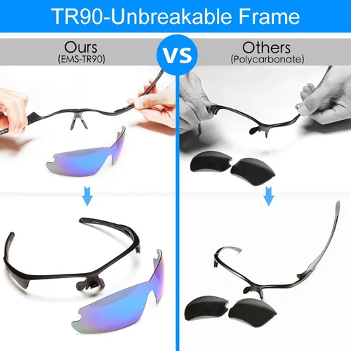 Vista 2 de POLARS DESIGN Deportes al aire libre Polarizado envoltura alrededor de Ciclismo Gafas de sol para hombres y mujeres TR90 Marco UV Protección