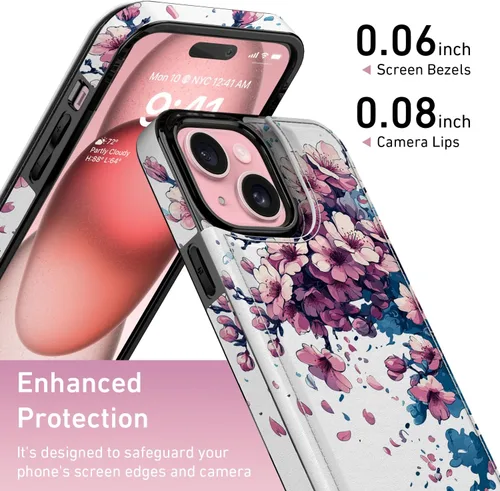 Vista 3 de FUNMIKO Funda tipo cartera para iPhone 15 con tarjetero + clip para efectivo, bloqueo RFID, protección contra caídas de grado militar y obras