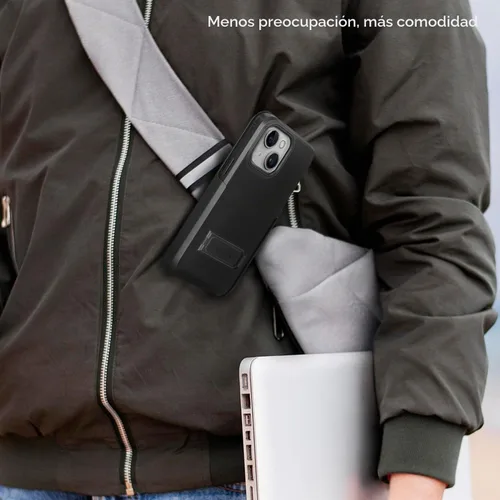 Vista 9 de MOTIVE Funda para iPhone 15 con clip para cinturón y soporte, magnética Negro