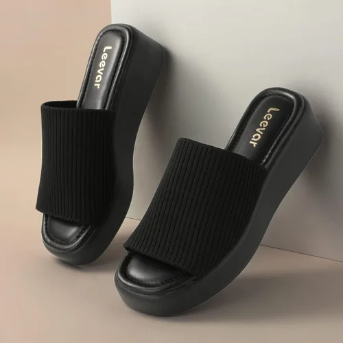 Vista 2 de Leevar Sandalias de plataforma para mujer Sandalias de plataforma acolchada de espuma viscoelástica suave Sandalias de plataforma sin espalda