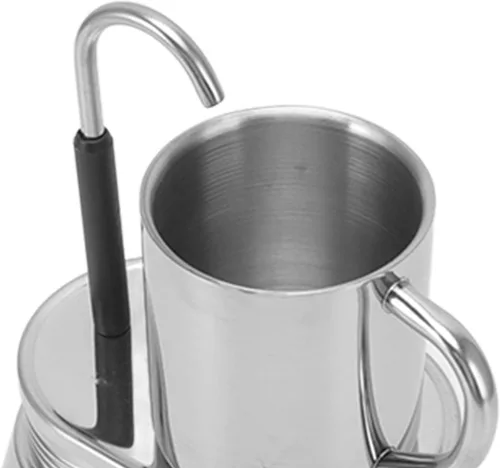 Vista 8 de OUKENS Máquina de café expreso, olla de acero inoxidable con boquilla única, tubo de bricolaje, taza de café, juego de tazas de café al aire libre