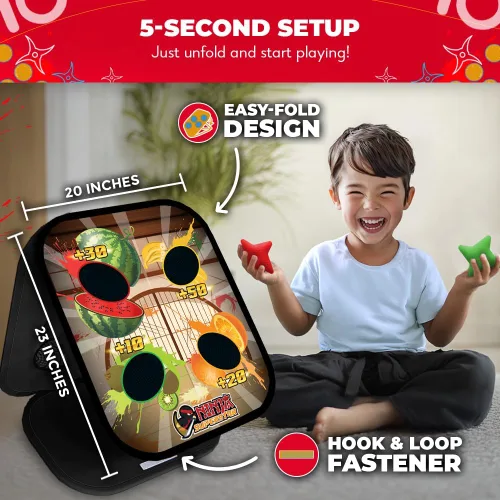 Vista 4 de Swooc Juegos - Ninja Superstar™ Juegos de Corn Hole 2 en 1 para niños Configuración de 5 segundos Juguetes Ninja para niños Juego